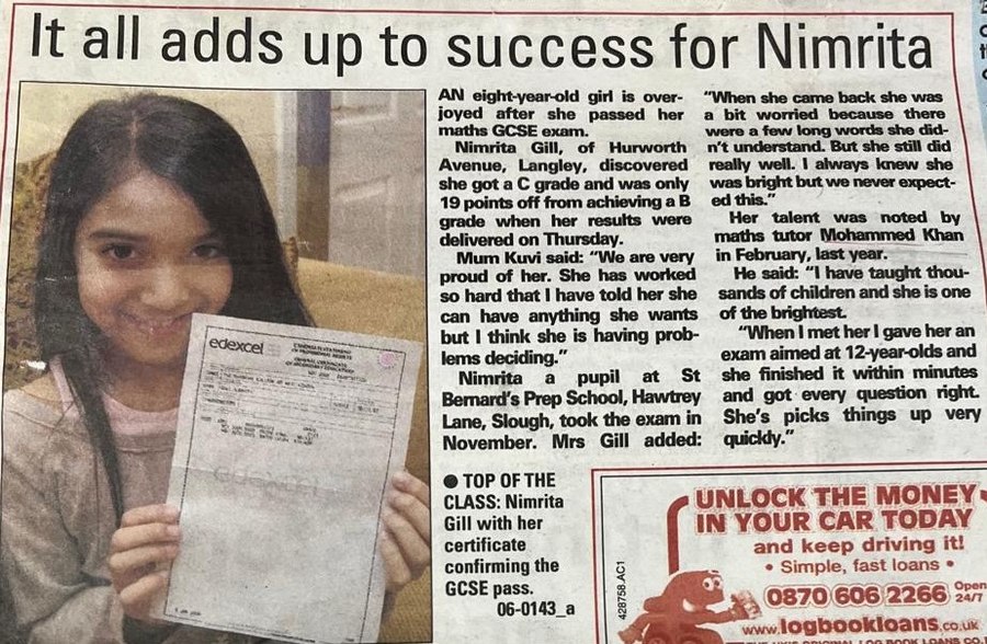 Slough Observer clipping: It all adds up to success for Nimrita